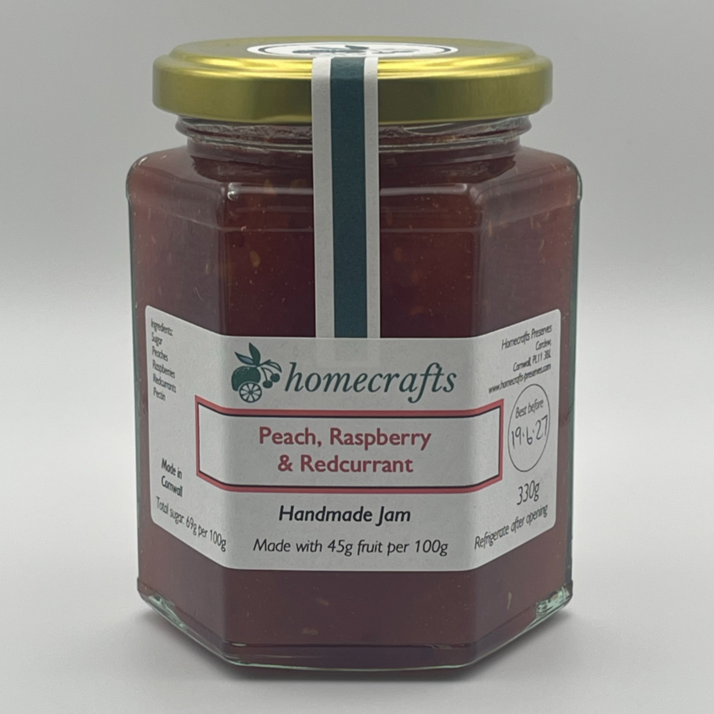 Jar of Peach, Raspberry & Redcurrant Jam